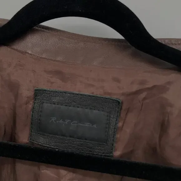 Robert Comstock Leather Jacket Moto Racer Biker Womens 42 / M Fitted Brown Italy - Picture 7 of 14